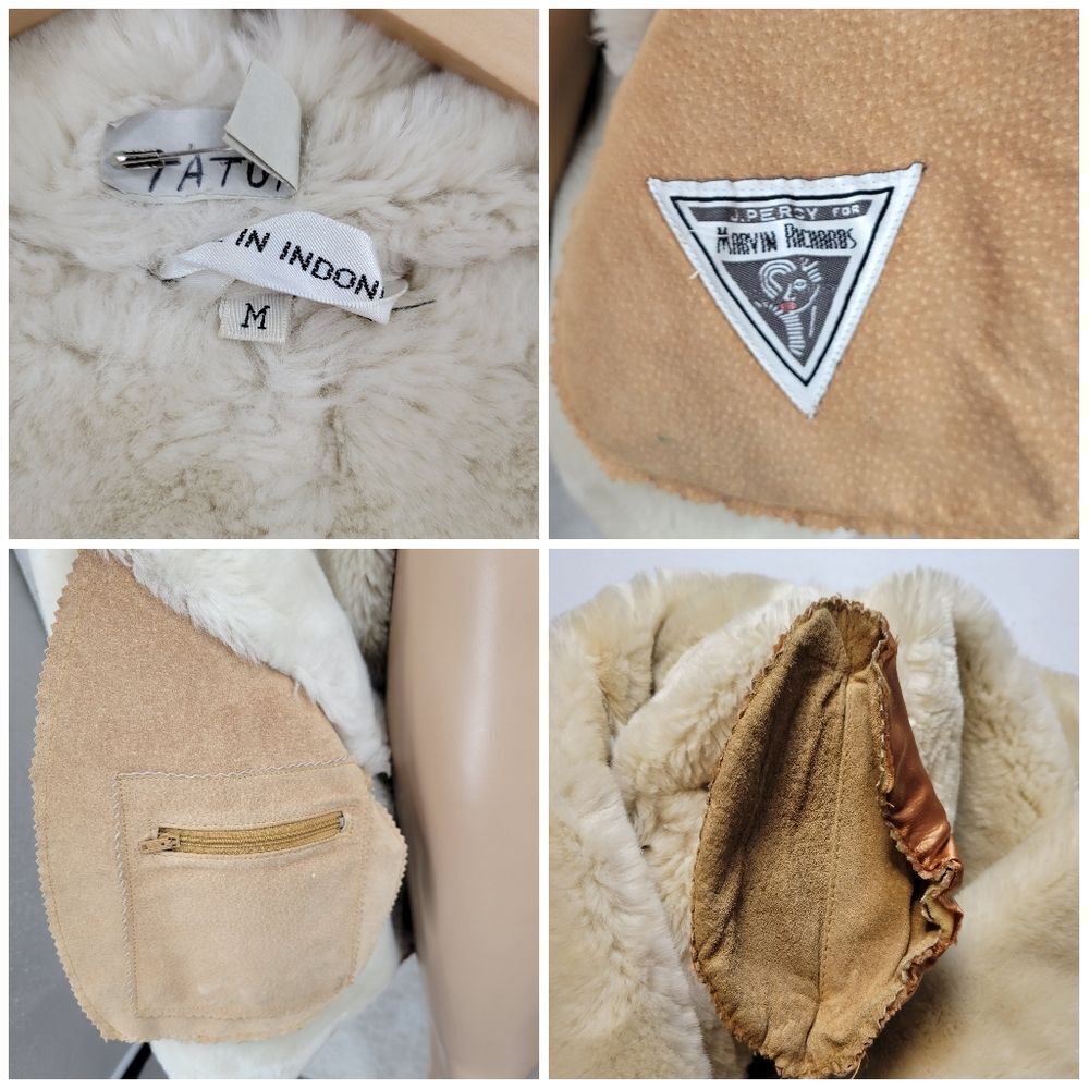 Vintage 80s Women's Tan Suede Leather with Faux Fur Lining Coat - Picture 13 of 13